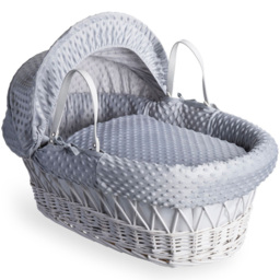 Clair De Lune Grey Dimple White Wicker Moses Basket with Rocking Stand - Size: 68 x 68 x 30cm - Wilko - thumbnail 4