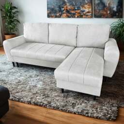 DS Living Sienna 3 Seater Silver Fabric Left Hand Chaise Sofa Bed - Wilko