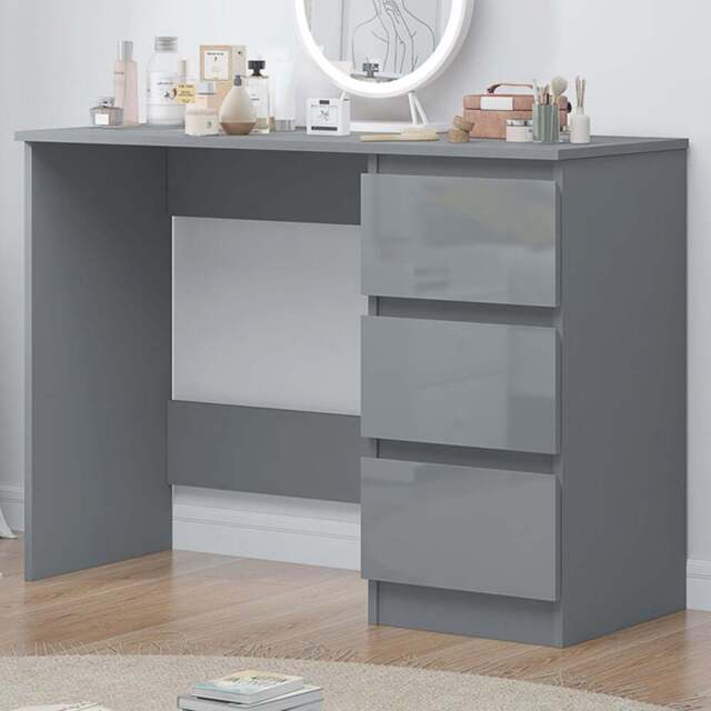 FWStyle Stora 3 Drawer Grey Gloss Dressing Table - Size: 72 x 99 x 40cm - Wilko - image 1