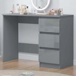 FWStyle Stora 3 Drawer Grey Gloss Dressing Table - Size: 72 x 99 x 40cm - Wilko - thumbnail 1