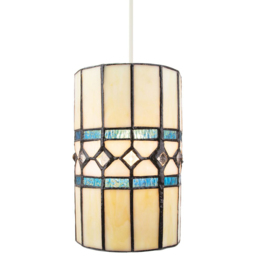 Happy Homewares Amber Glass Tiffany Pendant Shade with Bright Teal Strips - Size: 21 x 12 x 12cm - Green - Wilko - thumbnail 3