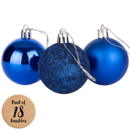 Shatchi 5cm Blue Shatterproof Christmas Baubles 18 Pack - Wilko - thumbnail 1
