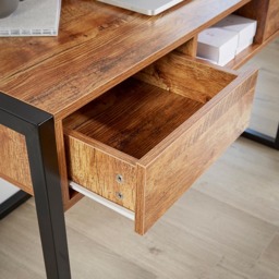 Home Source Toronto 2 Drawer Single Shelf Computer Desk Smoked Oak Effect - Size: 75 x 60 x 120cm - Brown - Wilko - thumbnail 5