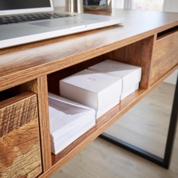 Home Source Toronto 2 Drawer Single Shelf Computer Desk Smoked Oak Effect - Size: 75 x 60 x 120cm - Brown - Wilko - thumbnail 4