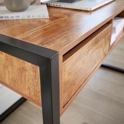 Home Source Toronto 2 Drawer Single Shelf Computer Desk Smoked Oak Effect - Size: 75 x 60 x 120cm - Brown - Wilko - thumbnail 6