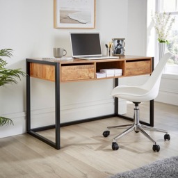 Home Source Toronto 2 Drawer Single Shelf Computer Desk Smoked Oak Effect - Size: 75 x 60 x 120cm - Brown - Wilko - thumbnail 7