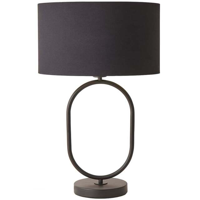 ValueLights Antonia Black with Gold Inner Drum Shade Matte Black Oval Table Lamp with Bulb - Size: 42.3 x 25 x 25cm - Wilko - image 1