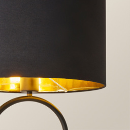ValueLights Antonia Black with Gold Inner Drum Shade Matte Black Oval Table Lamp with Bulb - Size: 42.3 x 25 x 25cm - Wilko - thumbnail 4