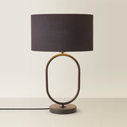 ValueLights Antonia Black with Gold Inner Drum Shade Matte Black Oval Table Lamp with Bulb - Size: 42.3 x 25 x 25cm - Wilko - thumbnail 6