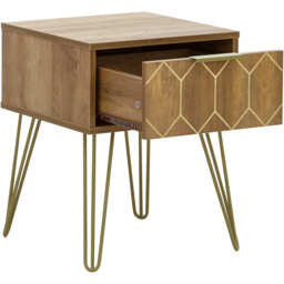 GFW Orleans Single Drawer Mango Yellow Lamp Table - Size: 39 x 39 x 49cm - Brown - Wilko - thumbnail 6