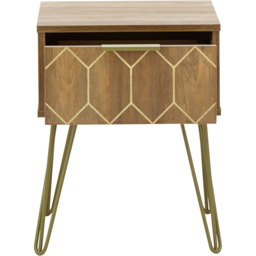 GFW Orleans Single Drawer Mango Yellow Lamp Table - Size: 39 x 39 x 49cm - Brown - Wilko - thumbnail 4