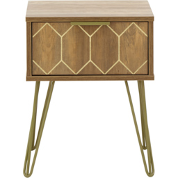 GFW Orleans Single Drawer Mango Yellow Lamp Table - Size: 39 x 39 x 49cm - Brown - Wilko - thumbnail 3