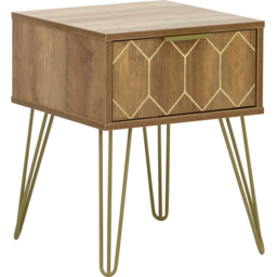 GFW Orleans Single Drawer Mango Yellow Lamp Table - Size: 39 x 39 x 49cm - Brown - Wilko - thumbnail 5