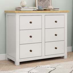 Cabinet Bits Maggiori 6 Drawer White Brass Knob Chest of Drawers - Wilko