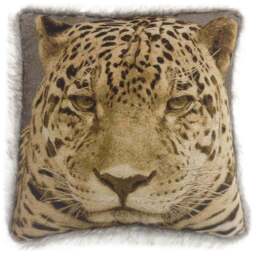 Intimates Leopard Fur Trim Filled Cushion 43 x 43cm 2 Pack - Brown - Wilko