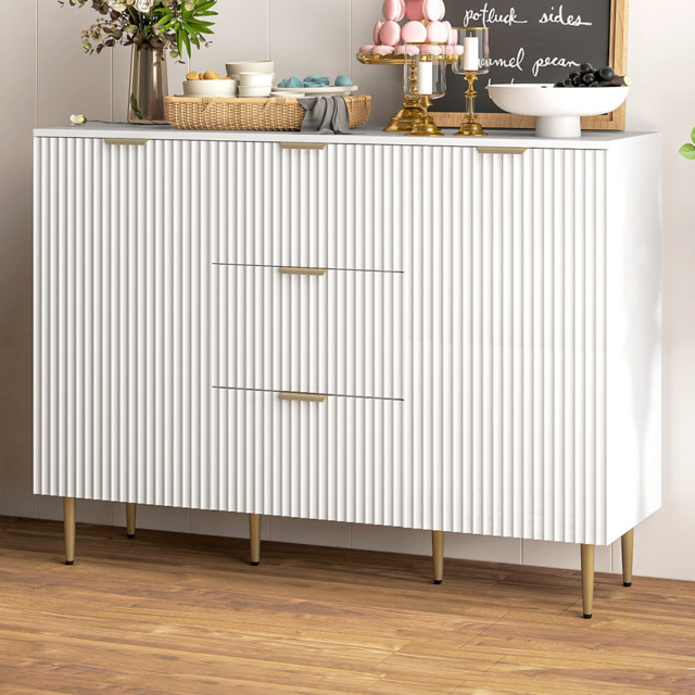 HOMCOM 2 Door 3 Drawer White Sideboard Storage Cabinet - Size: 14.5 x 48.5 x 132cm - Wilko - image 1