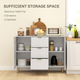 HOMCOM 2 Door 3 Drawer White Sideboard Storage Cabinet - Size: 14.5 x 48.5 x 132cm - Wilko - thumbnail 5