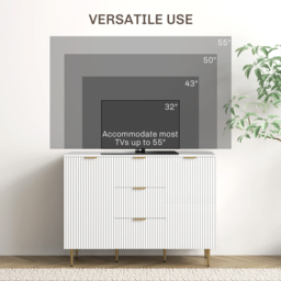 HOMCOM 2 Door 3 Drawer White Sideboard Storage Cabinet - Size: 14.5 x 48.5 x 132cm - Wilko - thumbnail 7