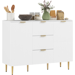 HOMCOM 2 Door 3 Drawer White Sideboard Storage Cabinet - Size: 14.5 x 48.5 x 132cm - Wilko - thumbnail 3