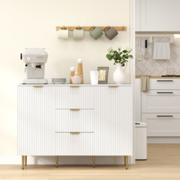HOMCOM 2 Door 3 Drawer White Sideboard Storage Cabinet - Size: 14.5 x 48.5 x 132cm - Wilko - thumbnail 4