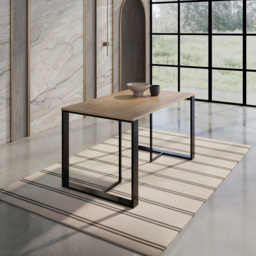 Decortie Lenora Dining Table with Metal Legs Oak Effect and Black - Size: 4 Seater - Cream - Wilko - thumbnail 3