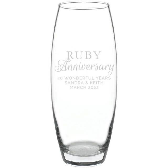 Personalised Memento Personalised Ruby Anniversary Bullet Vase - Size: 1.0 x 2.4 x 1.0cm - Clear - Wilko - image 1