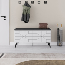 Decortie Dune 4 Door White Modern Shoe Storage Bench - Size: 55 x 107 x 35cm - Wilko - thumbnail 6