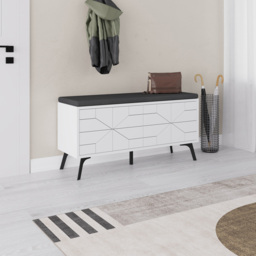Decortie Dune 4 Door White Modern Shoe Storage Bench - Size: 55 x 107 x 35cm - Wilko - thumbnail 5