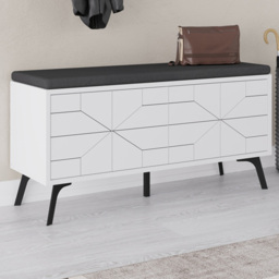 Decortie Dune 4 Door White Modern Shoe Storage Bench - Size: 55 x 107 x 35cm - Wilko - thumbnail 1