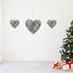 Shatchi Birch Bark Wooden Heart Shape Christmas Decoration 20cm - Size: 200 x 200 x 15cm - Brown - Wilko - thumbnail 5