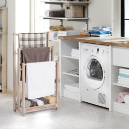 Costway 3 Tier White Wood Freestanding Towel Rack with Shelf - Size: 94 x 34 x 6cm - Wilko - thumbnail 3