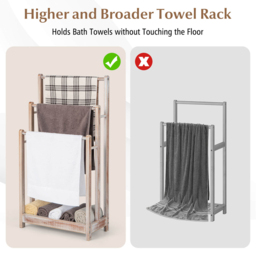 Costway 3 Tier White Wood Freestanding Towel Rack with Shelf - Size: 94 x 34 x 6cm - Wilko - thumbnail 7