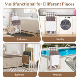 Costway 3 Tier White Wood Freestanding Towel Rack with Shelf - Size: 94 x 34 x 6cm - Wilko - thumbnail 6