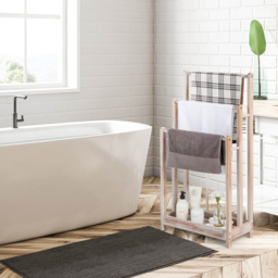 Costway 3 Tier White Wood Freestanding Towel Rack with Shelf - Size: 94 x 34 x 6cm - Wilko - thumbnail 4