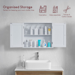 Bath Vida Priano White 2 Door Bathroom Cabinet - Size: 50 x 60 x 15cm - Wilko - thumbnail 7