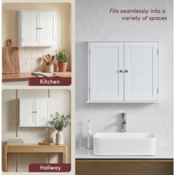 Bath Vida Priano White 2 Door Bathroom Cabinet - Size: 50 x 60 x 15cm - Wilko - thumbnail 6
