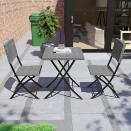 Garden Vida Capri Rattan Effect 2 Seater Bistro Set Grey - Wilko