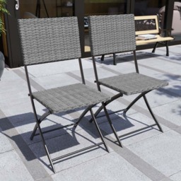Garden Vida Capri Rattan Effect 2 Seater Bistro Set Grey - Wilko - thumbnail 4