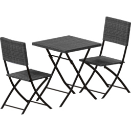 Garden Vida Capri Rattan Effect 2 Seater Bistro Set Grey - Wilko - thumbnail 3