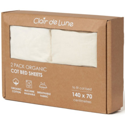 Clair de Lune Cream Organic Cotton Cot Bed Sheet 2 Pack - Size: 14 x 70 x 0.2cm - Wilko - thumbnail 4