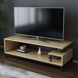 Decorotika Reilly 2 Shelf Black and Sapphire Oak TV Unit - Size: 38 x 120 x 45cm - Multi - Wilko