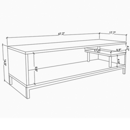 Decorotika Reilly 2 Shelf Black and Sapphire Oak TV Unit - Size: 38 x 120 x 45cm - Multi - Wilko - thumbnail 7