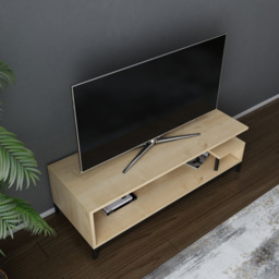 Decorotika Reilly 2 Shelf Black and Sapphire Oak TV Unit - Size: 38 x 120 x 45cm - Multi - Wilko - thumbnail 4