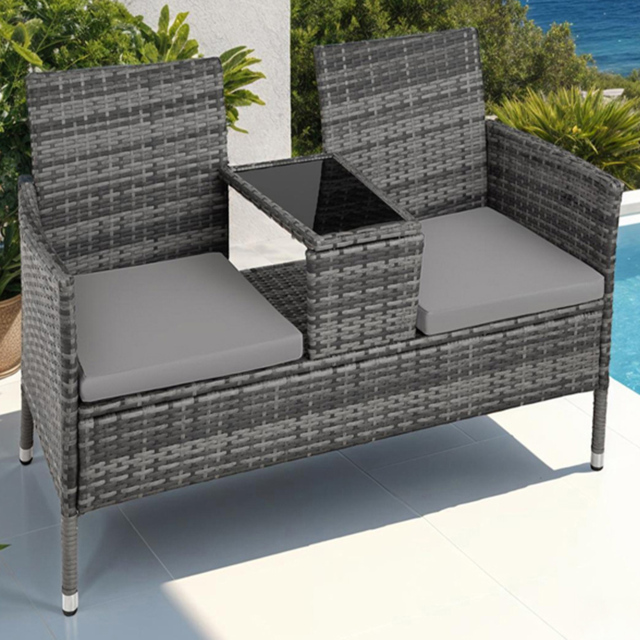 tectake Narbonne 2 Seater Grey and Light Grey Garden Bench - Wilko - image 1