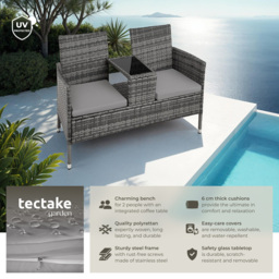 tectake Narbonne 2 Seater Grey and Light Grey Garden Bench - Wilko - thumbnail 7