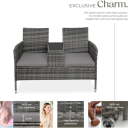 tectake Narbonne 2 Seater Grey and Light Grey Garden Bench - Wilko - thumbnail 4