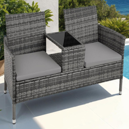 tectake Narbonne 2 Seater Grey and Light Grey Garden Bench - Wilko - thumbnail 1