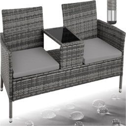 tectake Narbonne 2 Seater Grey and Light Grey Garden Bench - Wilko - thumbnail 3