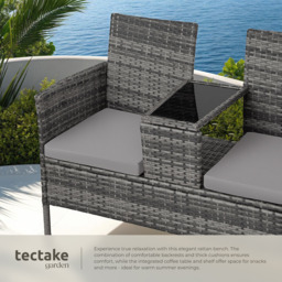 tectake Narbonne 2 Seater Grey and Light Grey Garden Bench - Wilko - thumbnail 5
