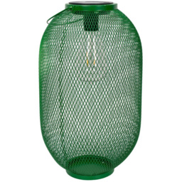 ValueLights Dark Green Metal Mesh Basket Solar Powered Outdoor Garden Lantern Light - Size: 34 x 20 x 20cm - Wilko